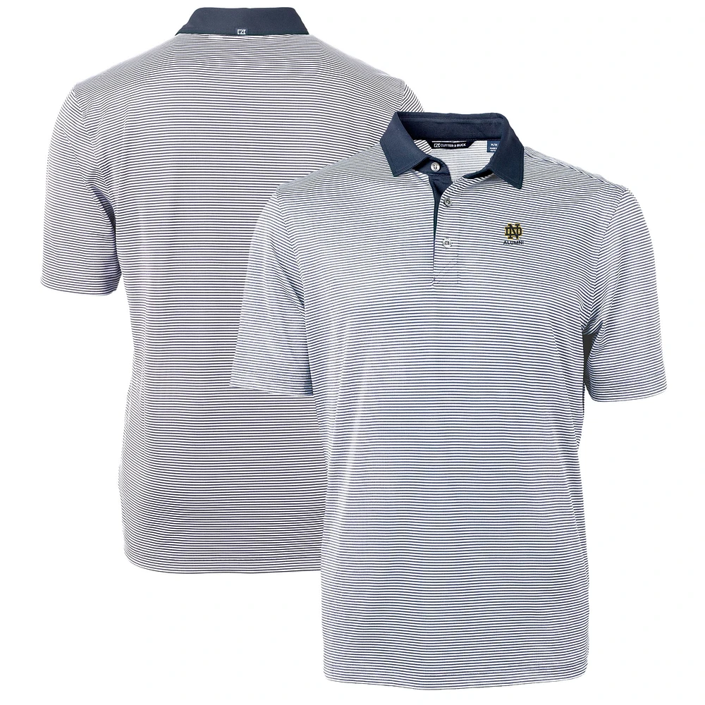 Men's Cutter & Buck Navy Notre Dame Fighting Irish Alumni Logo Virtue Eco Pique Micro Stripe Recycled Polo