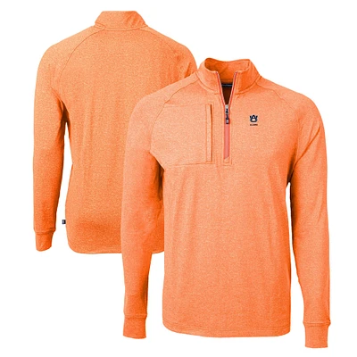 Men's Cutter & Buck Heather Auburn Tigers Alumni Logo Adapt Eco Knit Heathered Recycled Quarter-Zip Pullover Top