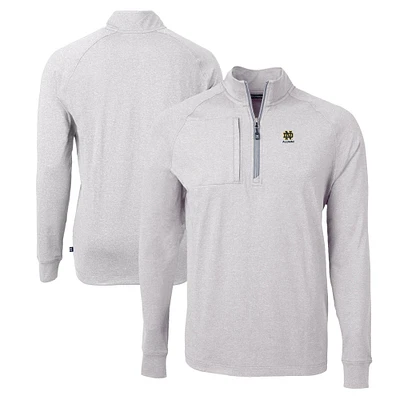 Men's Cutter & Buck Heather Notre Dame Fighting Irish Alumni Logo Adapt Eco Knit Heathered Recycled Quarter-Zip Pullover Top