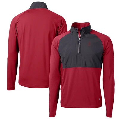 Men's Cutter & Buck Crimson Alabama Crimson Tide Alumni Logo Adapt Eco Knit Hybrid Recycled Quarter-Zip Pullover Top
