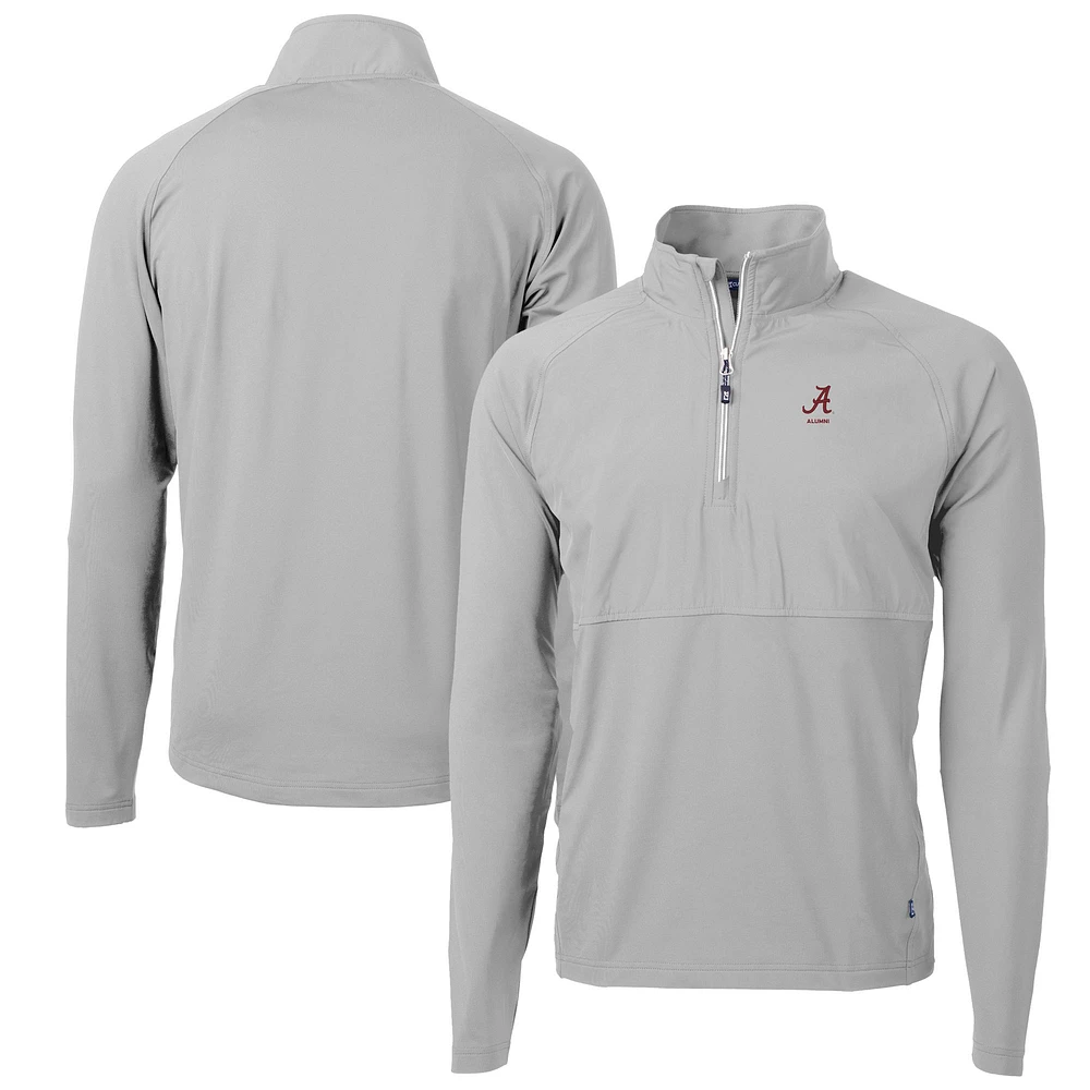 Men's Cutter & Buck Crimson Alabama Crimson Tide Alumni Logo Adapt Eco Knit Hybrid Recycled Quarter-Zip Pullover Top