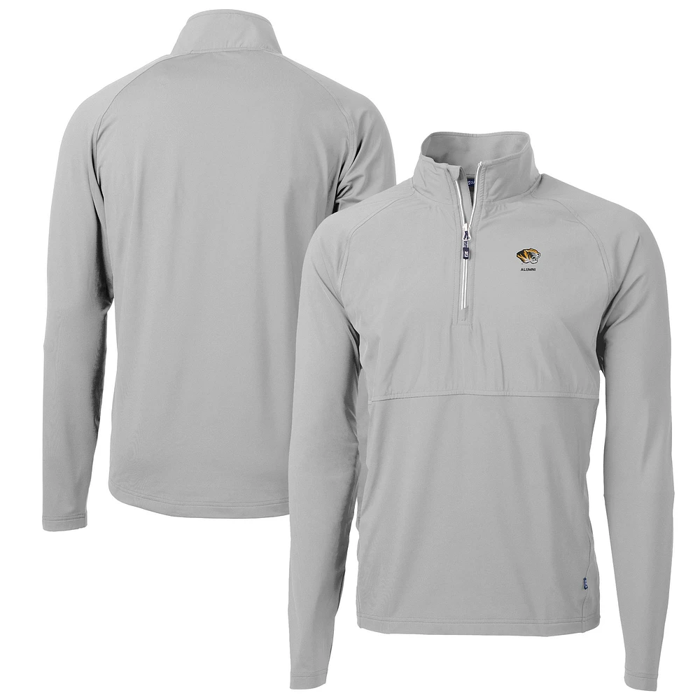 Men's Cutter & Buck Gray Missouri Tigers Adapt Eco Knit Hybrid Recycled Quarter-Zip Pullover Top
