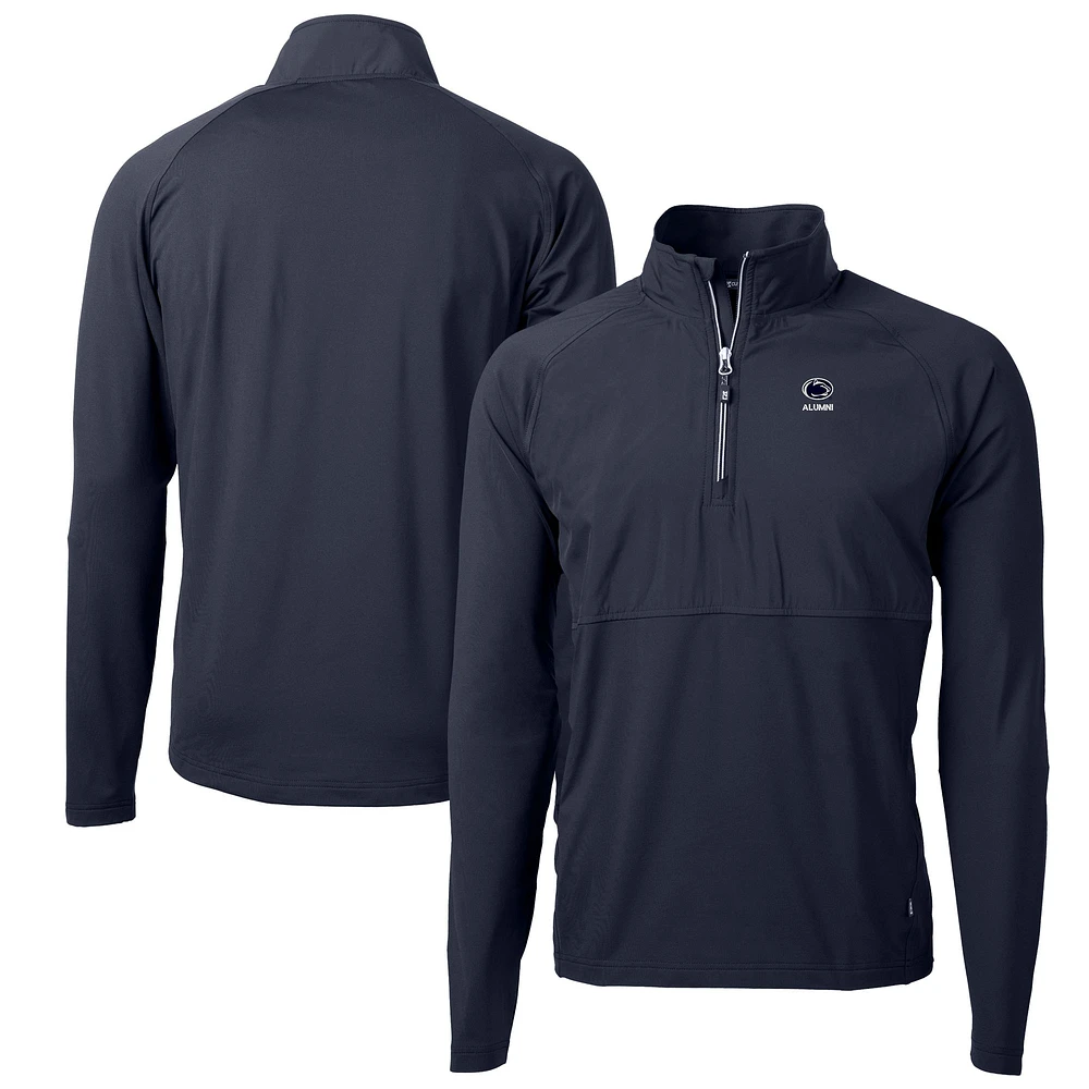 Men's Cutter & Buck Navy Penn State Nittany Lions Alumni Logo Adapt Eco Knit Hybrid Recycled Quarter-Zip Pullover Top