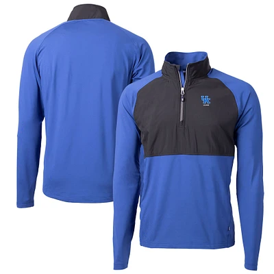 Men's Cutter & Buck Royal Kentucky Wildcats Alumni Logo Adapt Eco Knit Hybrid Recycled Quarter-Zip Pullover Top