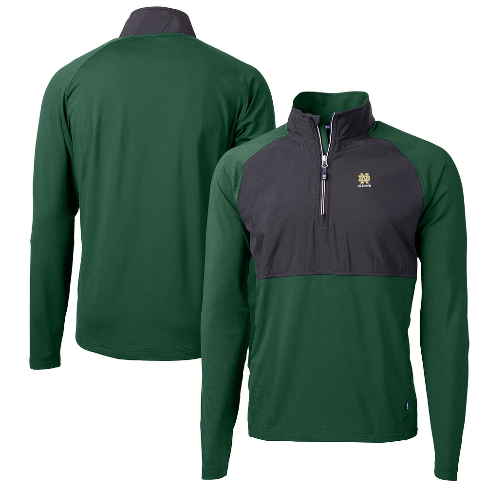 Men's Cutter & Buck Notre Dame Fighting Irish Alumni Logo Adapt Eco Knit Hybrid Recycled Quarter-Zip Pullover Top