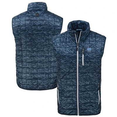 Men's Cutter & Buck Navy North Carolina Tar Heels Alumni Logo Rainier PrimaLoft Eco Insulated Full-Zip Puffer Vest