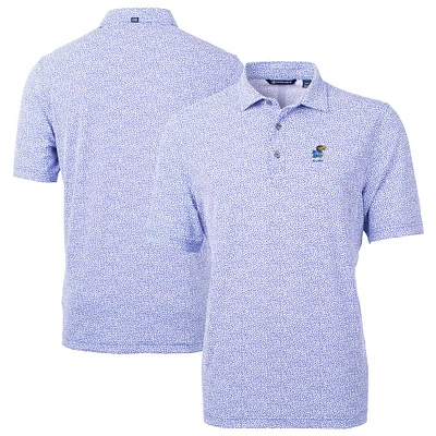 Men's Cutter & Buck Royal Kansas Jayhawks Alumni Logo DryTec Virtue Eco Pique Botanical Print Recycled Polo