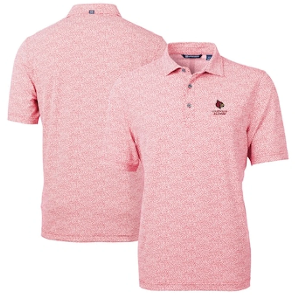 Men's Cutter & Buck Red Louisville Cardinals Alumni Logo DryTec Virtue Eco Pique Botanical Print Recycled Polo