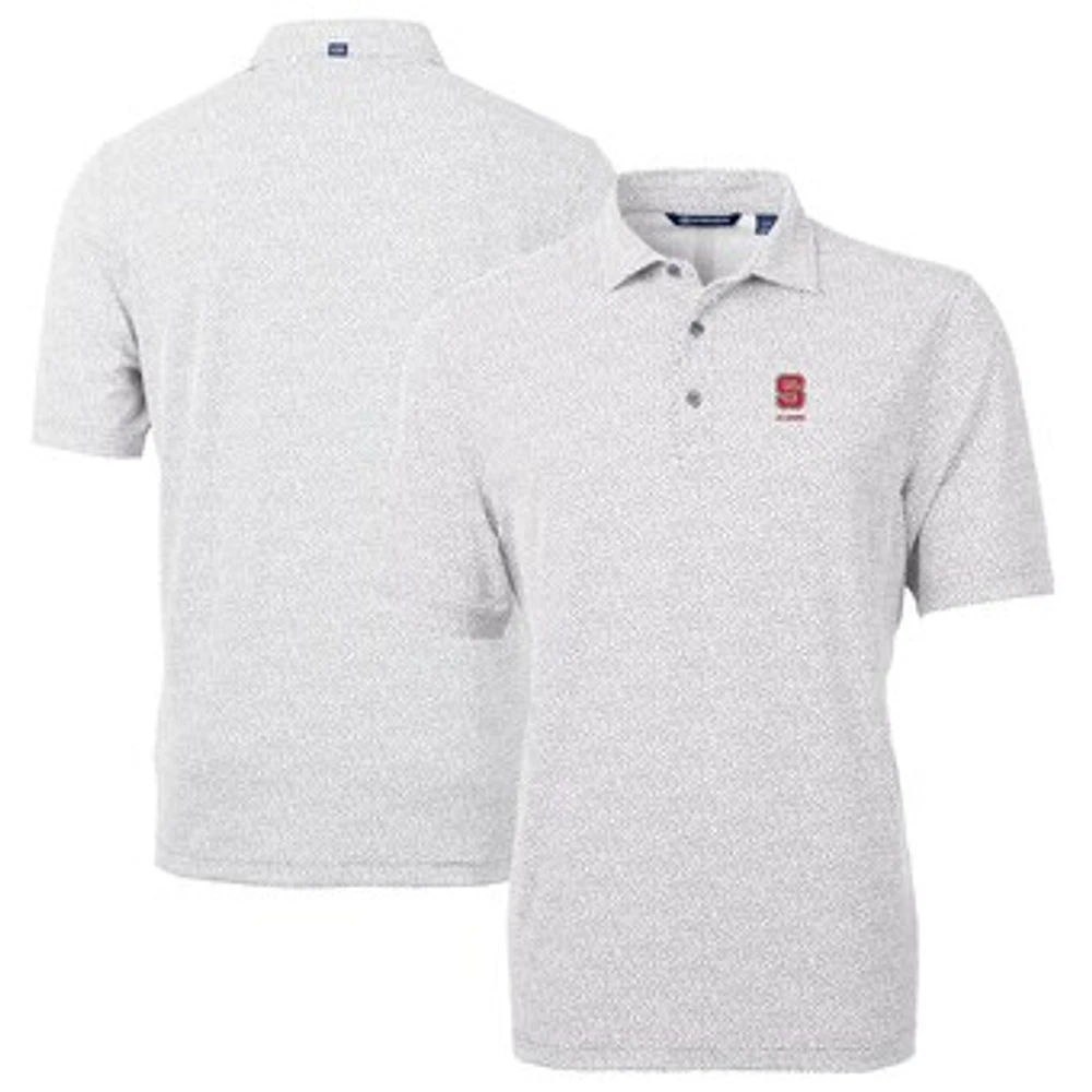 Men's Cutter & Buck Gray NC State Wolfpack Alumni Logo DryTec Virtue Eco Pique Botanical Print Recycled Polo