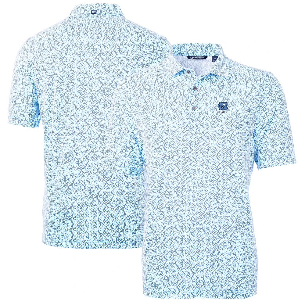Men's Cutter & Buck Carolina Blue North Tar Heels Alumni Logo DryTec Virtue Eco Pique Botanical Print Recycled Polo