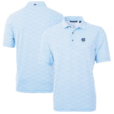 Men's Cutter & Buck Carolina Blue North Tar Heels Alumni Logo DryTec Virtue Eco Pique Botanical Print Recycled Polo