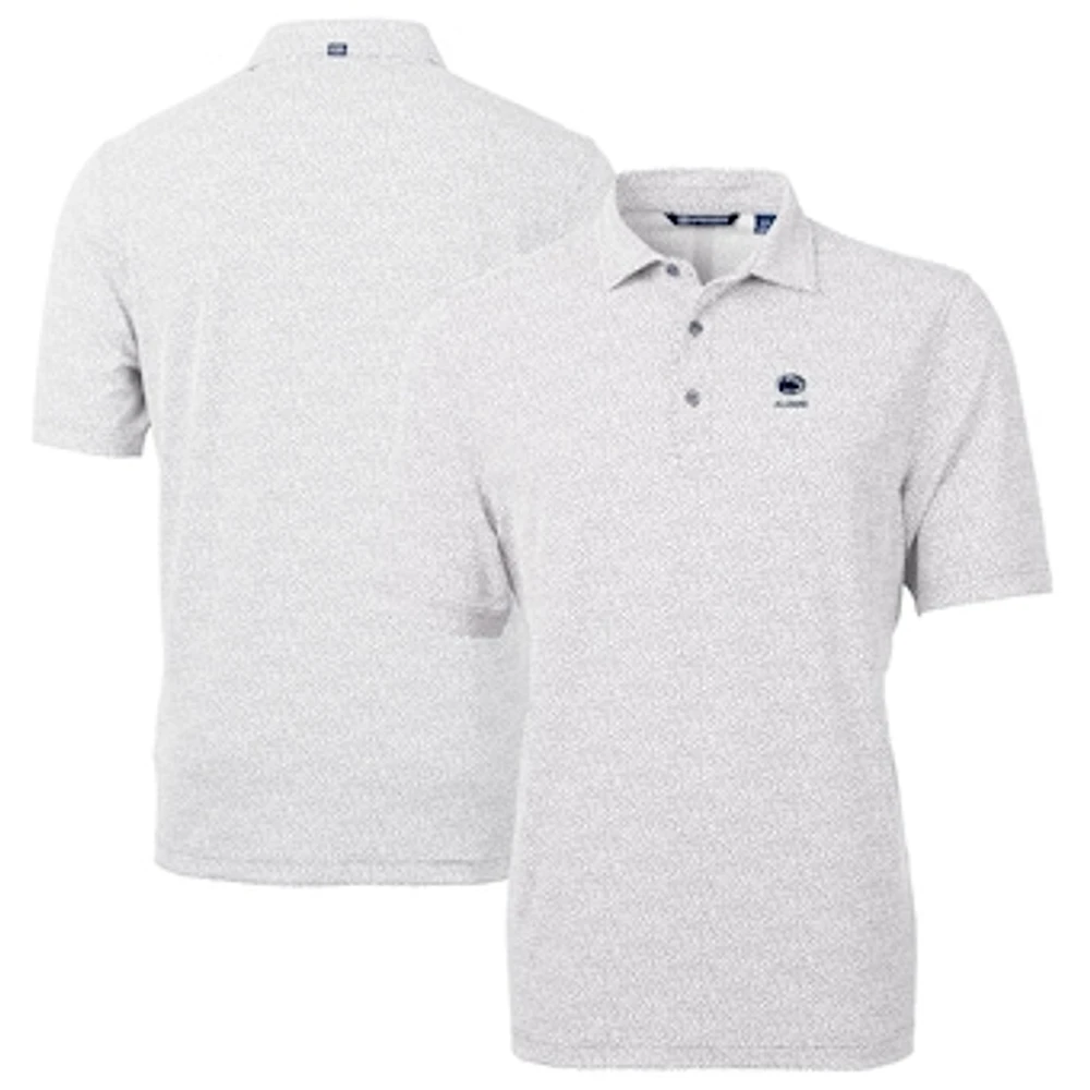 Men's Cutter & Buck Gray Penn State Nittany Lions Alumni Logo DryTec Virtue Eco Pique Botanical Print Recycled Polo