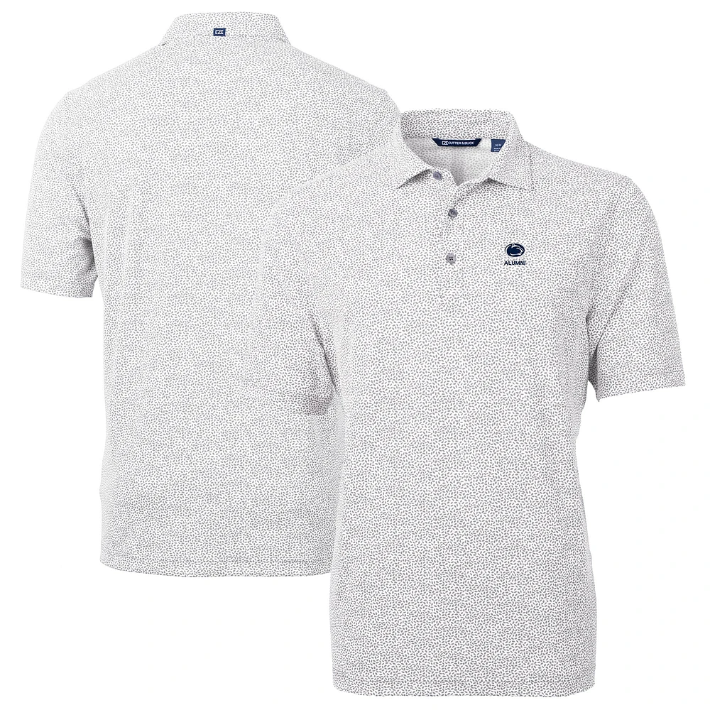 Men's Cutter & Buck Gray Penn State Nittany Lions Alumni Logo DryTec Virtue Eco Pique Botanical Print Recycled Polo