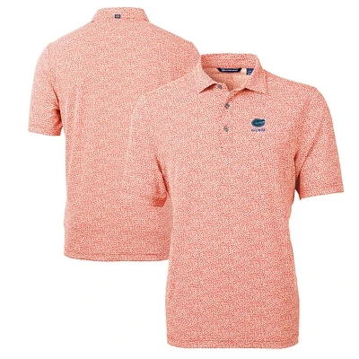 Men's Cutter & Buck Orange Florida Gators Alumni Logo DryTec Virtue Eco Pique Botanical Print Recycled Polo