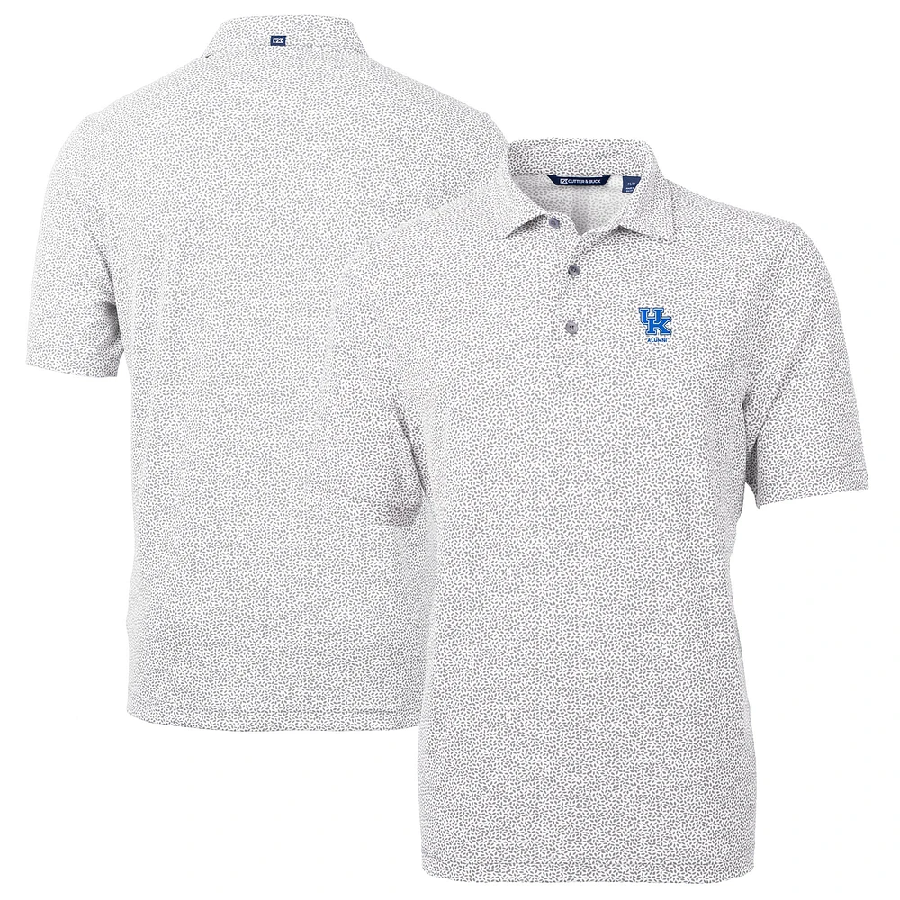 Men's Cutter & Buck Gray Kentucky Wildcats Alumni Logo DryTec Virtue Eco Pique Botanical Print Recycled Polo