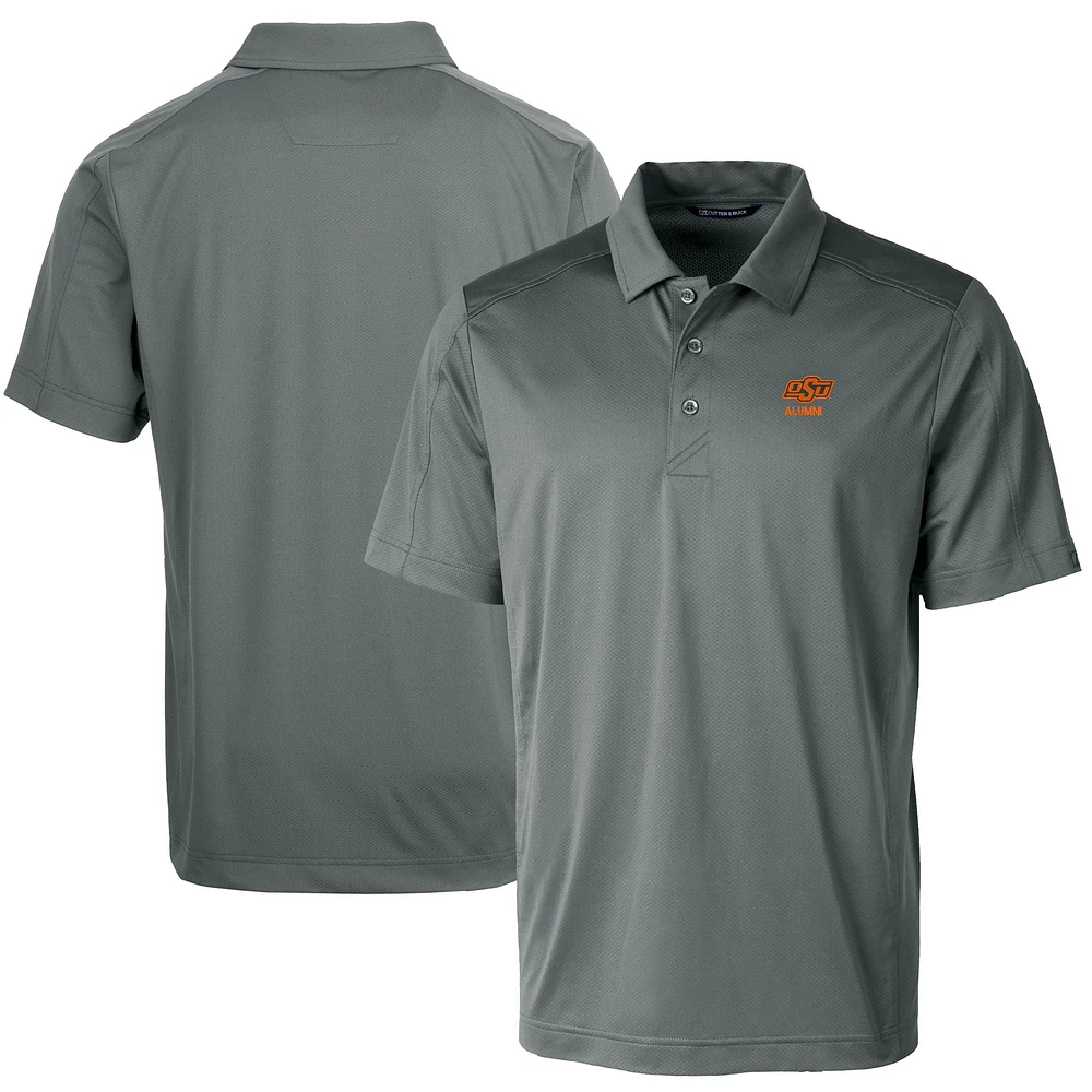 Men's Cutter & Buck Gray Oklahoma State Cowboys Alumni Logo Prospect Textured Stretch Polo