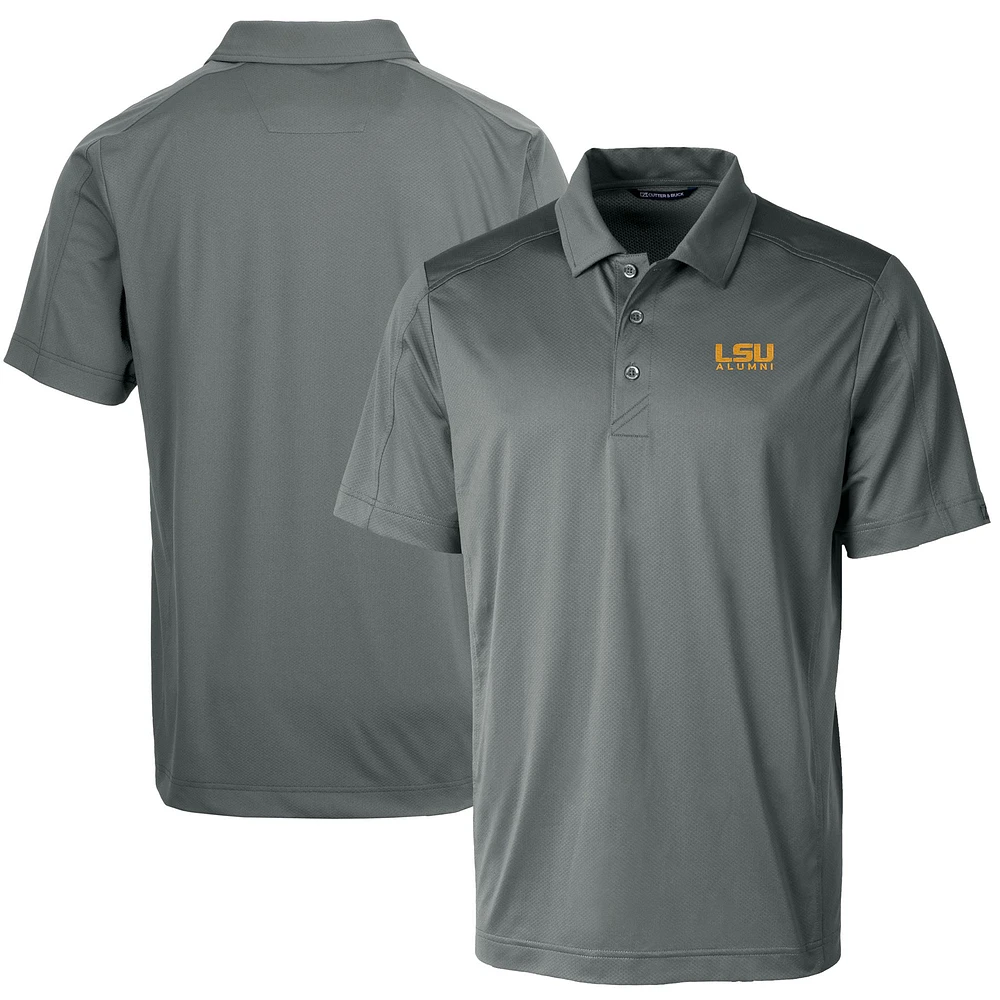Men's Cutter & Buck Gray LSU Tigers Alumni Logo Prospect Textured Stretch Polo