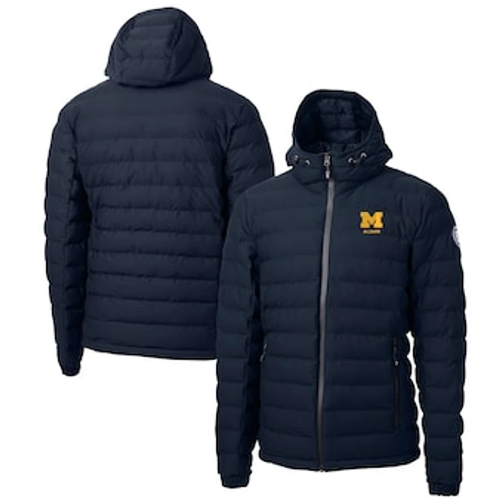 Men's Cutter & Buck Navy Michigan Wolverines Alumni Logo Mission Ridge Repreve Eco Insulated Puffer Full-Zip Jacket