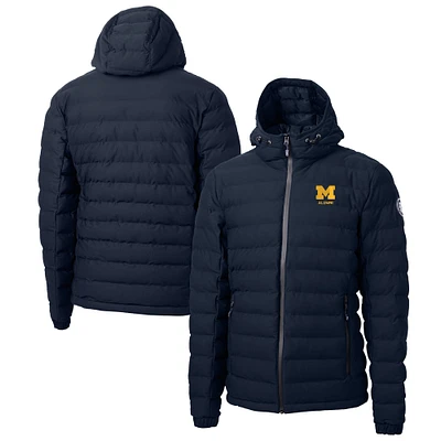 Men's Cutter & Buck Navy Michigan Wolverines Alumni Logo Mission Ridge Repreve Eco Insulated Puffer Full-Zip Jacket