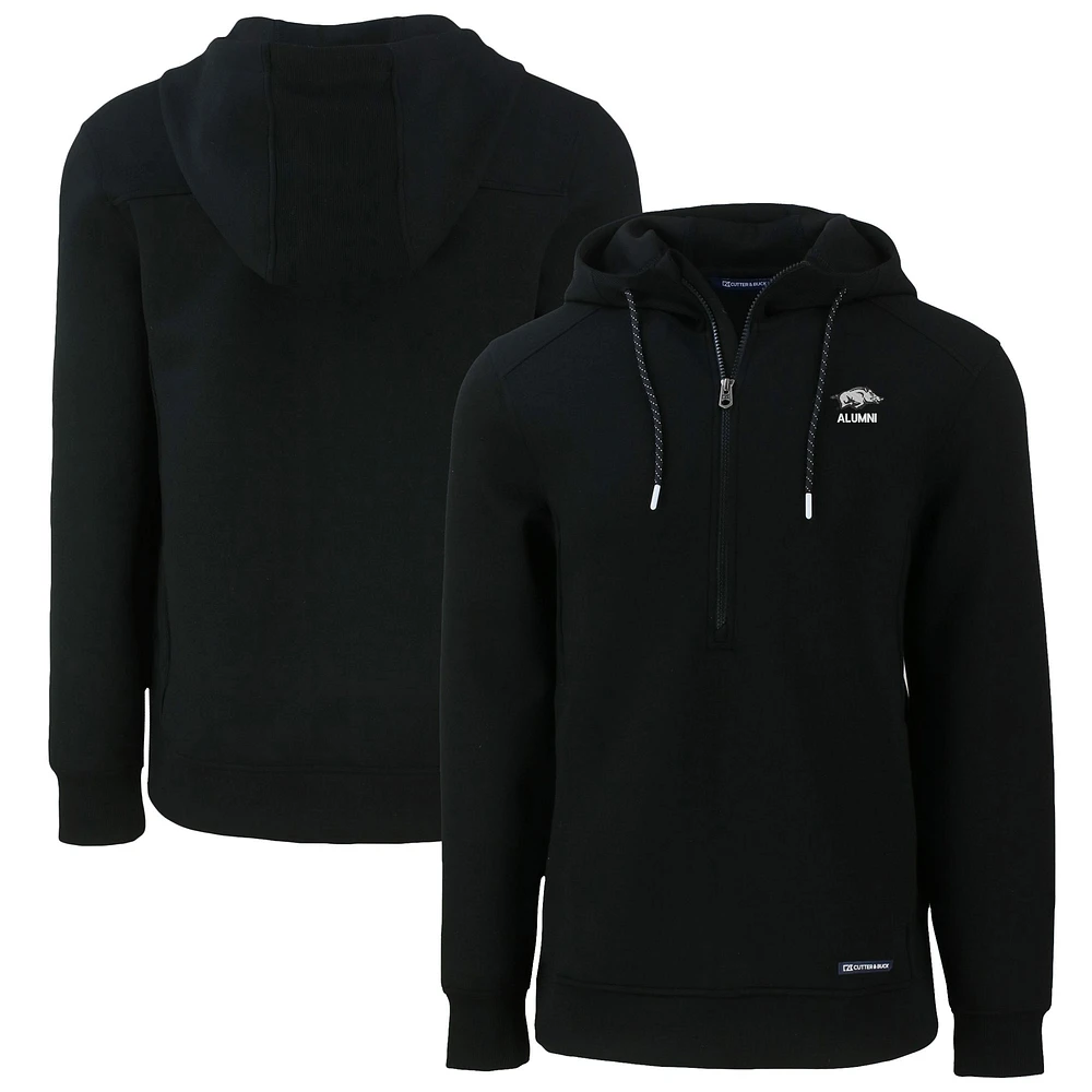 Men's Cutter & Buck Arkansas Razorbacks Alumni Logo Roam Eco Recycled Half-Zip Pullover Hoodie