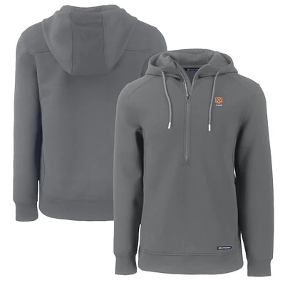 Men's Cutter & Buck Gray Auburn Tigers Roam Eco Recycled Half-Zip Pullover Hoodie