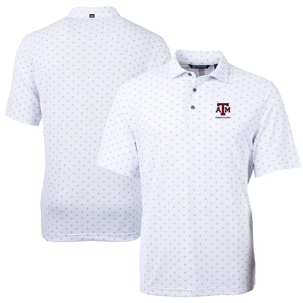 Men's Cutter & Buck White Texas A&M Aggies Alumni Logo Virtue Eco Pique Tile Print Recycled Polo