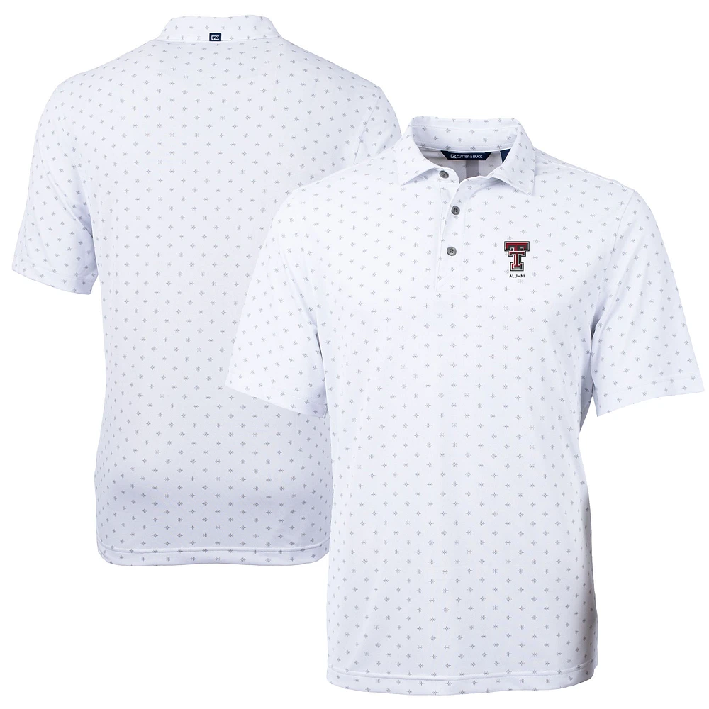 Men's Cutter & Buck White Texas Tech Red Raiders Alumni Logo Virtue Eco Pique Tile Print Recycled Polo
