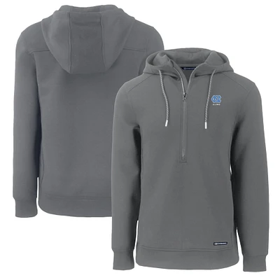 Men's Cutter & Buck Gray North Carolina Tar Heels Alumni Logo Roam Eco Recycled Half-Zip Pullover Hoodie