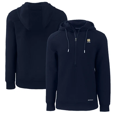 Men's Cutter & Buck Navy Notre Dame Fighting Irish Alumni Logo Roam Eco Recycled Half-Zip Pullover Hoodie