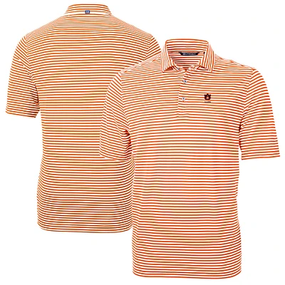 Men's Cutter & Buck Orange Auburn Tigers Virtue Eco Pique Stripe Recycled Polo
