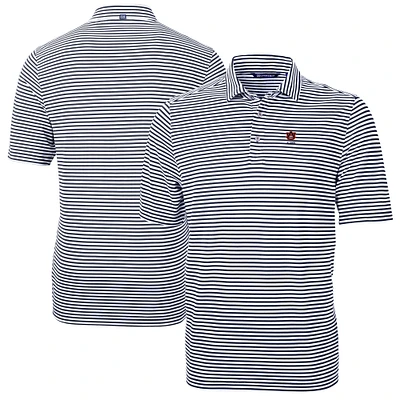 Men's Cutter & Buck Navy Auburn Tigers Virtue Eco Pique Stripe Recycled Polo