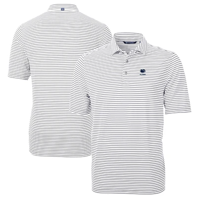 Men's Cutter & Buck Gray Penn State Nittany Lions Alumni Logo Virtue Eco Pique Stripe Recycled Polo