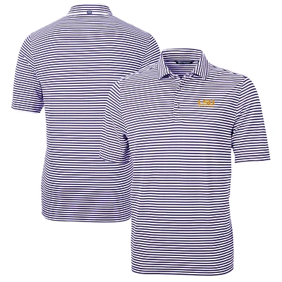 Men's Cutter & Buck LSU Tigers Alumni Logo Virtue Eco Pique Stripe Recycled Polo