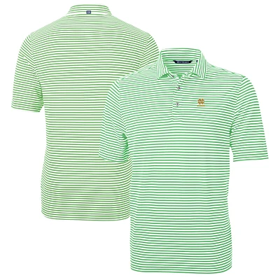 Men's Cutter & Buck Green Notre Dame Fighting Irish Alumni Logo Virtue Eco Pique Stripe Recycled Polo
