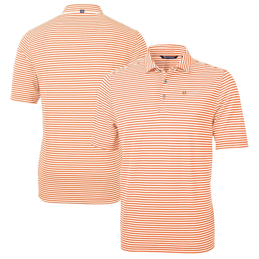 Men's Cutter & Buck Tennessee Orange Volunteers Alumni Logo Virtue Eco Pique Stripe Recycled Polo