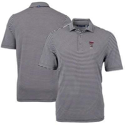 Men's Cutter & Buck Black Texas Tech Red Raiders Alumni Logo Virtue Eco Pique Stripe Recycled Polo