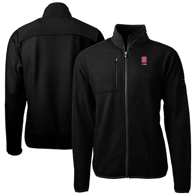 Men's Cutter & Buck Black NC State Wolfpack Alumni Logo Cascade Eco Sherpa Fleece Full-Zip Jacket