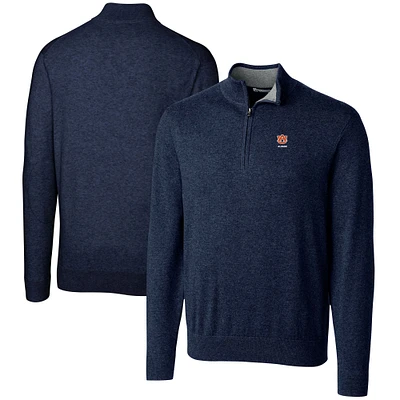 Men's Cutter & Buck Navy Auburn Tigers Alumni Logo Lakemont Tri-Blend Quarter-Zip Pullover Sweater