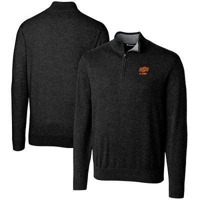 Men's Cutter & Buck Black Oklahoma State Cowboys Alumni Logo Lakemont Tri-Blend Quarter-Zip Pullover Sweater