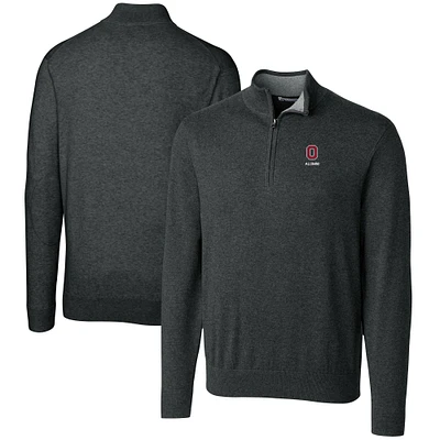 Men's Cutter & Buck Heather Charcoal Ohio State Buckeyes Alumni Logo Lakemont Tri-Blend Quarter-Zip Pullover Sweater