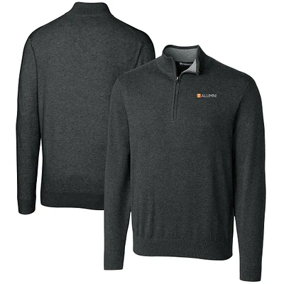 Men's Cutter & Buck Heather Charcoal Tennessee Volunteers Alumni Logo Lakemont Tri-Blend Quarter-Zip Pullover Sweater