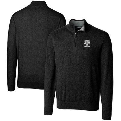 Men's Cutter & Buck Black Texas A&M Aggies Alumni Logo Lakemont Tri-Blend Quarter-Zip Pullover Sweater