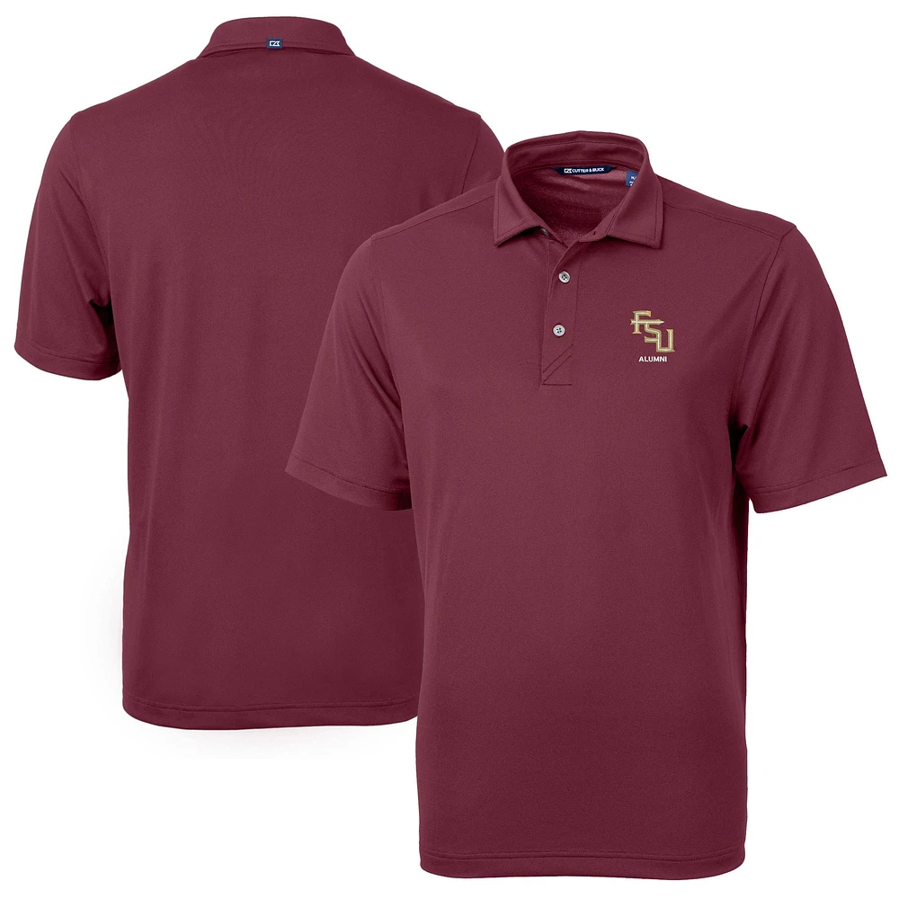 Men's Cutter & Buck Garnet Florida State Seminoles Alumni Logo Virtue Eco Pique Recycled Polo