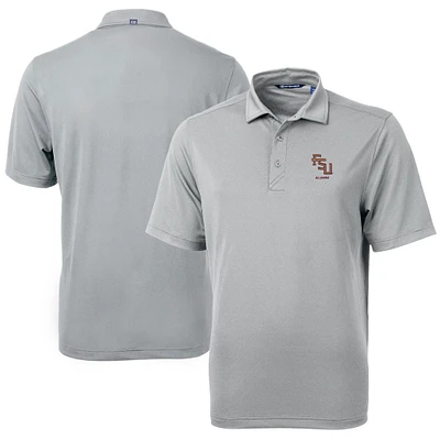 Men's Cutter & Buck Gray Florida State Seminoles Alumni Logo Virtue Eco Pique Recycled Polo
