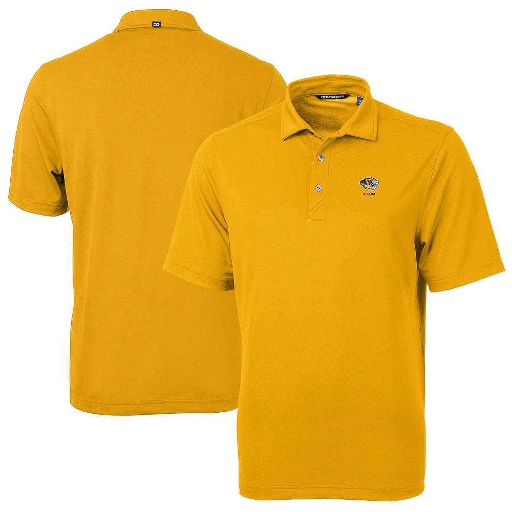 Men's Cutter & Buck Gold Missouri Tigers Alumni Logo Virtue Eco Pique Recycled Polo