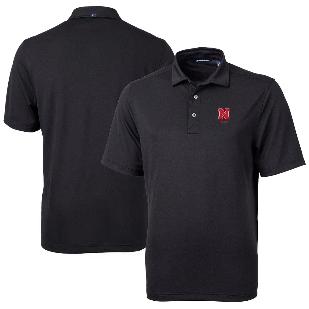 Men's Cutter & Buck Black Nebraska Huskers Alumni Logo Virtue Eco Pique Recycled Polo