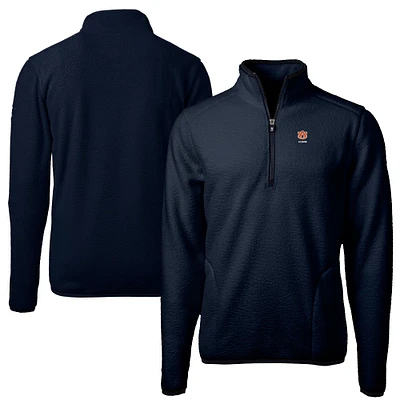 Men's Cutter & Buck Navy Auburn Tigers Cascade Eco Sherpa Fleece Quarter-Zip Pullover Jacket