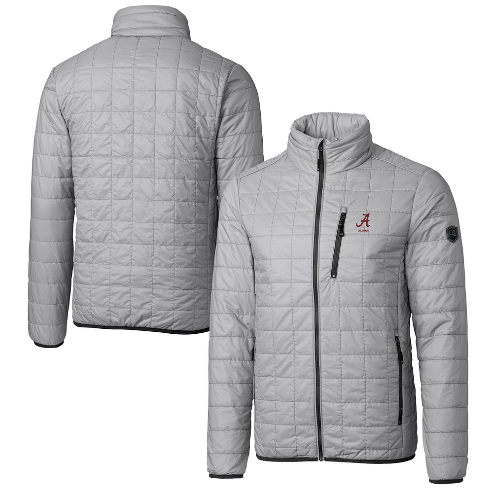Men's Cutter & Buck Gray Alabama Crimson Tide Alumni Logo Rainier PrimaLoft Eco Insulated Full-Zip Puffer Vest