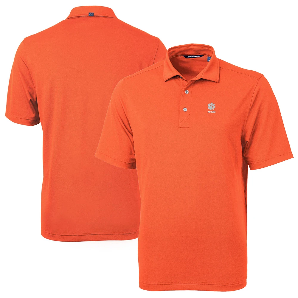 Men's Cutter & Buck Orange Clemson Tigers Alumni Logo Virtue Eco Pique Recycled Polo
