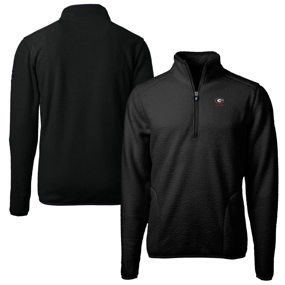 Men's Cutter & Buck Georgia Bulldogs Alumni Logo Cascade Eco Sherpa Fleece Quarter-Zip Pullover Jacket